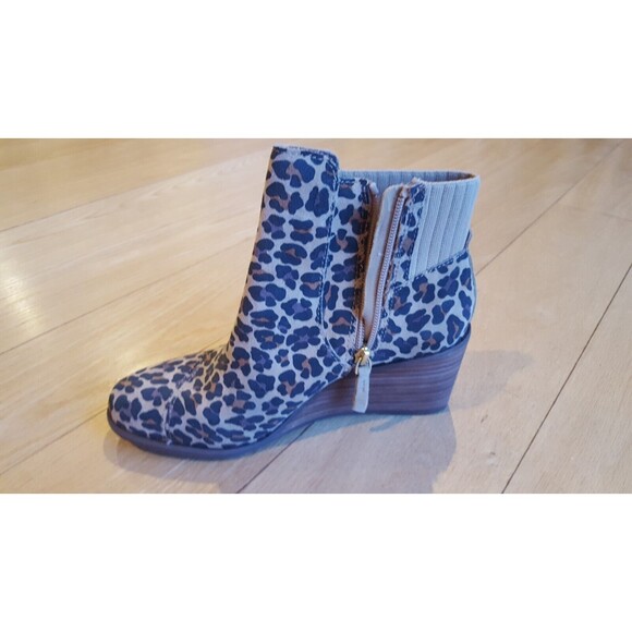 Tom’s Women’s Sadie Tan Leopard Suede Side Zip Size 7.5 NWT - Picture 5 of 7